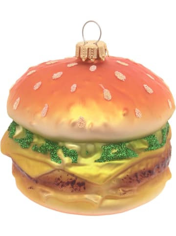 Krebs Glas Lauscha Christbaumornament "Hamburger" in Bunt - (L)7,5 cm