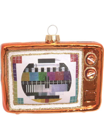 Krebs Glas Lauscha Christbaumornament "Nostalgischer Fernseher" in Bunt - (B)7 cm
