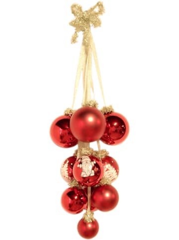 Krebs Glas Lauscha Christbaumkugel-Dekoration in Rot/ Gold