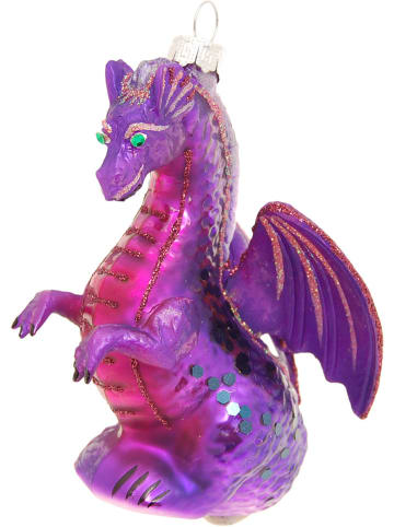 Krebs Glas Lauscha Kerstboomversiering "Draak" paars/roze - (L)12 cm