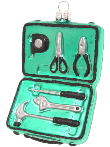 Krebs Glas Lauscha Kerstboomversiering "Gereedschapskoffer" groen - (L)12 cm
