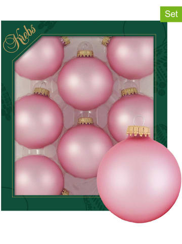 Krebs Glas Lauscha Christbaumkugeln in Rosa - 7 Stück