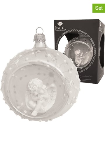 Krebs Glas Lauscha Kerstbal "Engel" wit - Ø 8 cm