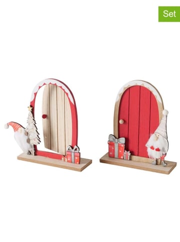 Boltze 2er-Set: Dekoaufsteller in Beige/ Rot - (B)21 x (H)23,5 cm