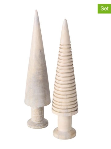 Boltze 2er-Set: Dekoaufsteller "Noares" in Creme - (H)30 x Ø 7 cm