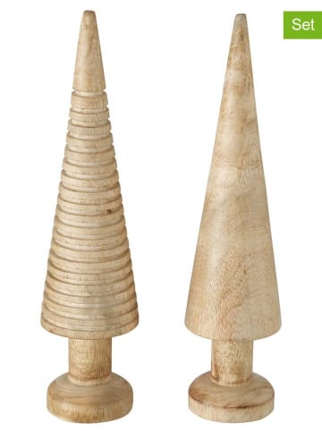 Boltze 2er-Set: Dekoaufsteller "Noares" in Beige - (H)30 x Ø 7 cm
