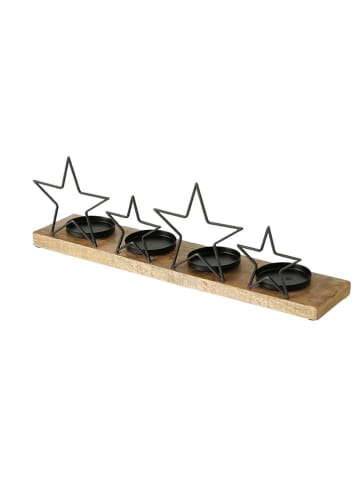Boltze Kaarshouder "Clarja" zwart/lichtbruin - (B)50 x (H)10 cm