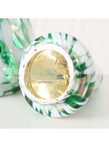 Boltze Kerzentopf "Dotti" in Grün/ Weiß - (H)17,5 x Ø 10 cm