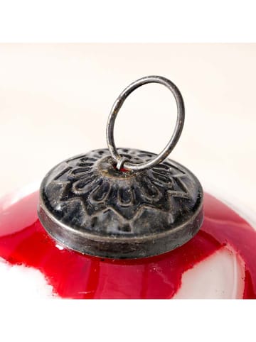 Boltze Kaarshouder "Sugis" rood/wit - Ø 10 cm