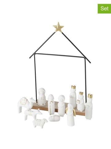 Boltze 12tlg. Set: Krippe "Natos" in Weiß/ Schwarz - (B)22 x (H)32 x (T)6 cm