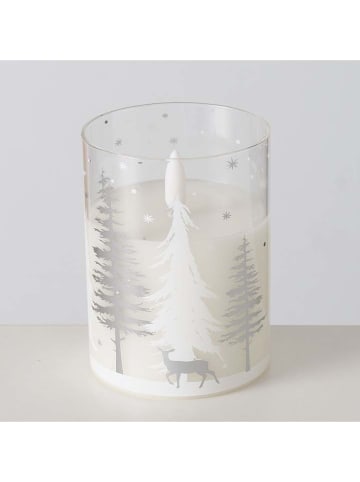 Boltze LED-Kerze "Vancouver" in Weiß/ Grau - (H)10,5 x Ø 7,5 cm