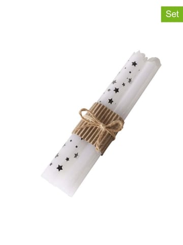 Boltze 2-delige set: staafkaarzen "Sari" wit/zwart - (H)20 x Ø 2,2 cm