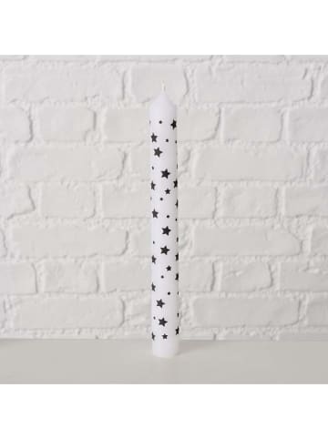 Boltze 2-delige set: staafkaarzen "Sari" wit/zwart - (H)20 x Ø 2,2 cm