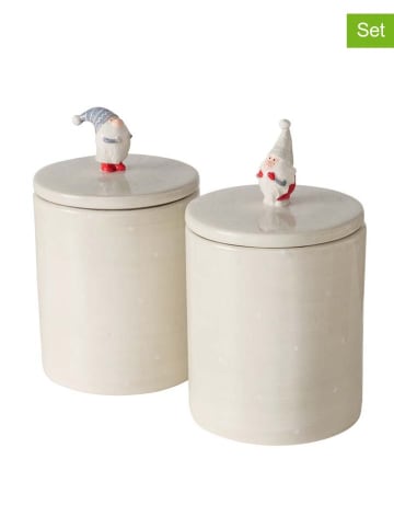 Boltze 2er-Set: Vorratsdosen in Creme - (H)22 x Ø 13,5 cm