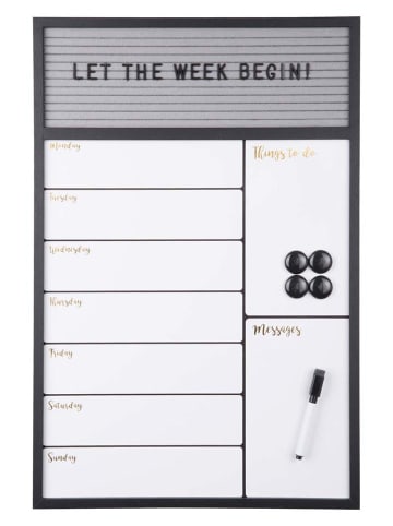 Present Time Wochenplanner "Serene" in Schwarz/ Weiß - (B)40 x (H)60 cm