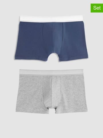 COTONELLA 2er-Set: Boxershorts in Grau/ Dunkelblau