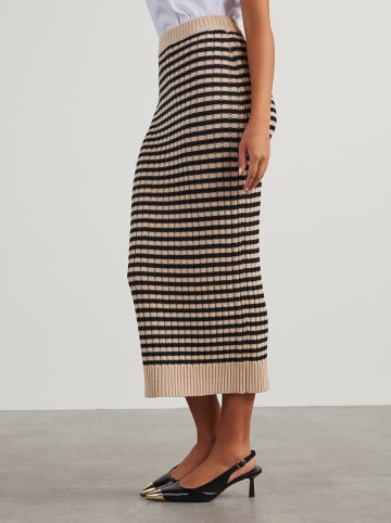 Milan Kiss Gebreide rok beige/zwart