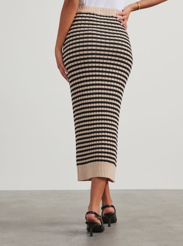Milan Kiss Strickrock in Beige/ Schwarz