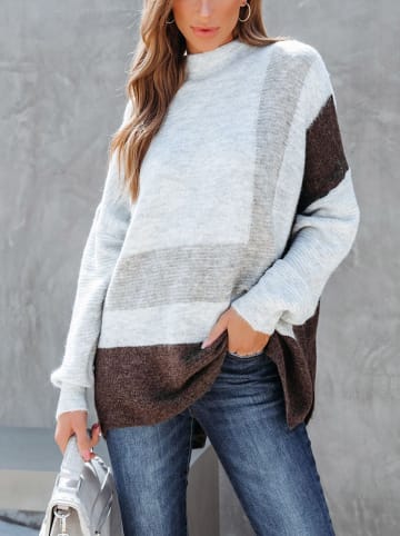 Milan Kiss Pullover in Grau/ Braun