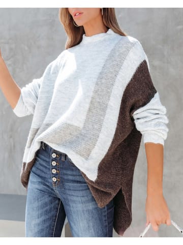 Milan Kiss Pullover in Grau/ Braun