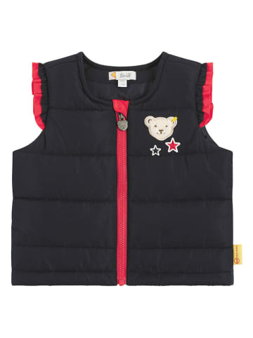 Steiff Doorgestikte bodywarmer zwart/rood