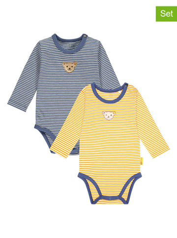 Steiff 2-delige set: rompers donkerblauw/geel