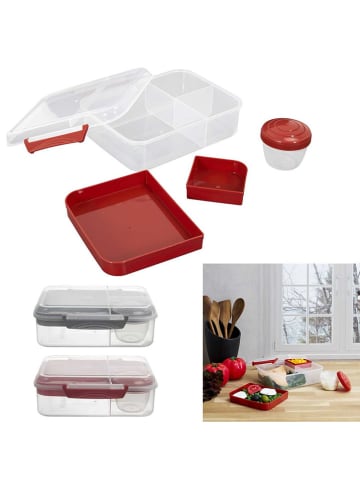 COOK CONCEPT Lunchbox in Rot/ Grau - (B)22 x (H)7,7 x (T)18 cm  (Überraschungsprodukt)
