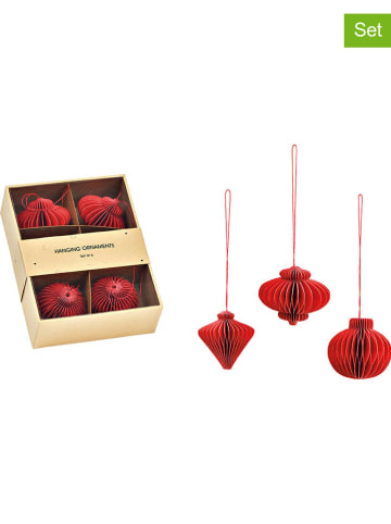 G. Wurm 6er-Set: Dekohänger ''Honeycomb'' in Rot - Ø 4 cm