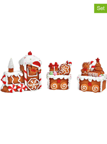 G. Wurm 3er-Set: Dekoobjekte "Lebkuchenzug" in Hellbraun - (B)26 x (H)10 x (T)6 cm