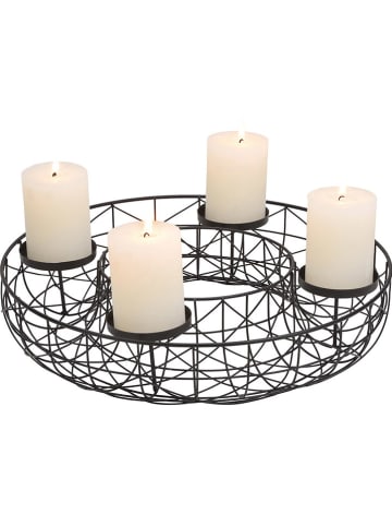 G. Wurm Kerzenhalter "Adventskranz" in Schwarz - (B)40 x (H)8 x (T)40 cm