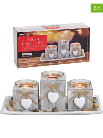 G. Wurm 4-delige set: theelichthouders wit - (B)28 x (H)13 x (D)11 cm