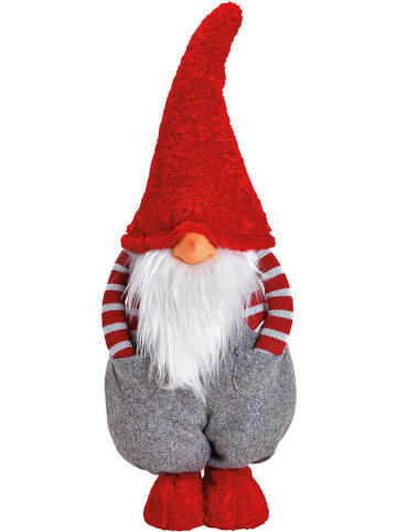 G. Wurm Dekofigur "Wichtel" in Rot/ Grau - (B)22 x (H)55 x (T)16 cm