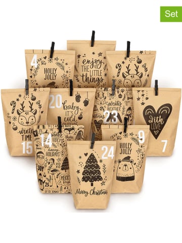 G. Wurm 72-delige adventskalender "Kindermotieven" lichtbruin/wit