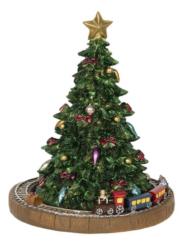 Clayre & Eef Pozytywka "Choinka" w kolorze zielono-jasnobrązowym - wys. 18 x Ø 15 cm