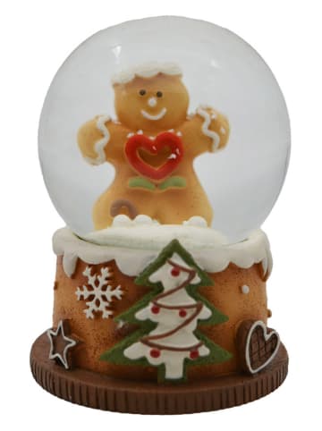 Clayre & Eef Kula śnieżna w kolorze jasnobrązowo-zielonym - wys. 6 x Ø 5 cm