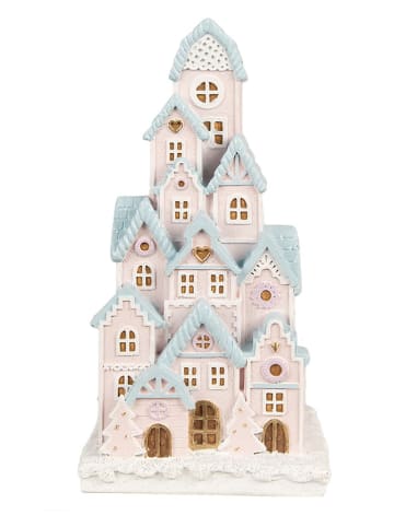 Clayre & Eef Dekoracja LED w kolorze jasnoróżowo-błękitnym - 13 x 26 x 13 cm