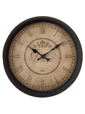 Clayre & Eef Wandklok bruin - Ø 30 cm