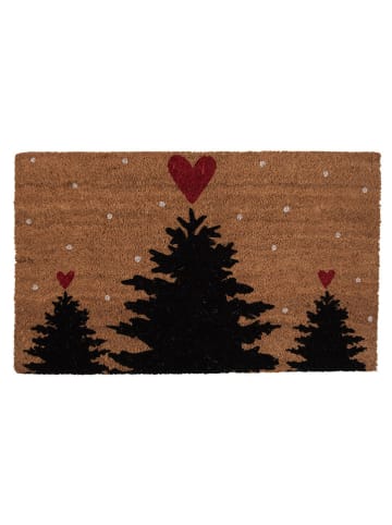 Clayre & Eef Kokos-Fußmatte in Hellbraun/ Schwarz - (L)75 x (B)45 cm