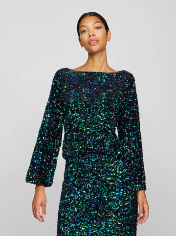Vila Bluse in Schwarz/ Grün/ Blau