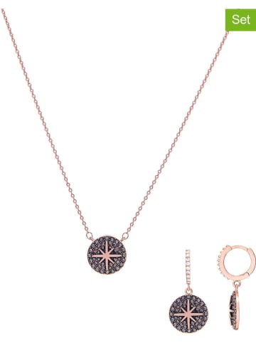 U.S. Polo Assn. 2tlg. Schmuckset: Rosévergold. Halskette und Creolen