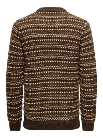 ONLY & SONS Sweter w kolorze brązowym