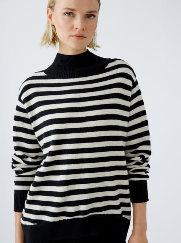 Oui Pullover in Schwarz/ Creme