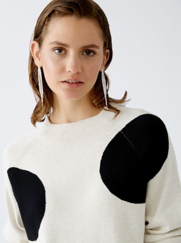 Oui Pullover in Weiß/ Schwarz