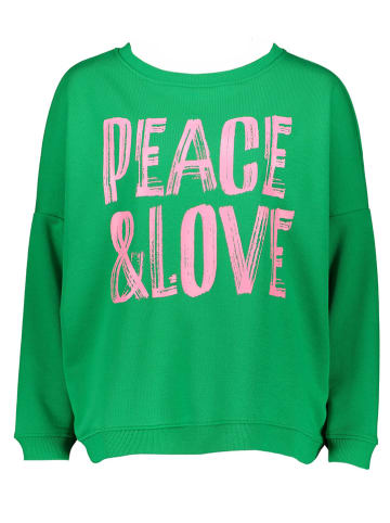 miss goodlife Sweatshirt "Peace & Love" in Grün/ Rosa