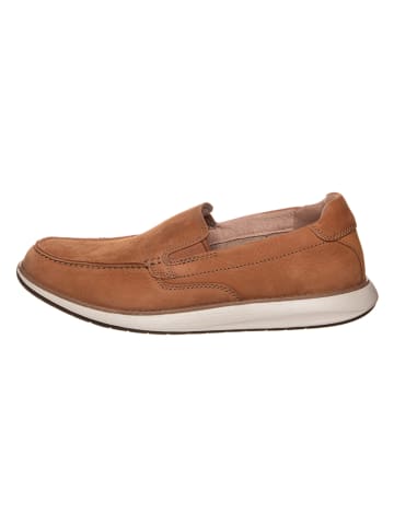 Clarks Skórzane slippersy "Un Pilot Step" w kolorze jasnobrązowym