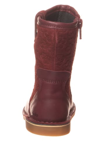 Clarks Skórzane kozaki "Comet Pop" w kolorze bordowym