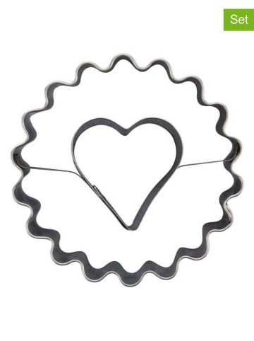 Zenker 2-delige set: uitsteekvormen "Linzer hart" zilverkleurig - Ø 5,4 cm