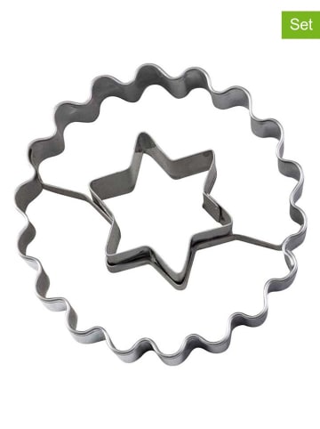 Zenker 2-delige set: uitsteekvormen "Linzer ster" zilverkleurig - Ø 5,4 cm