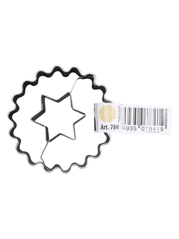 Zenker 2-delige set: uitsteekvormen "Linzer ster" zilverkleurig - Ø 5,4 cm