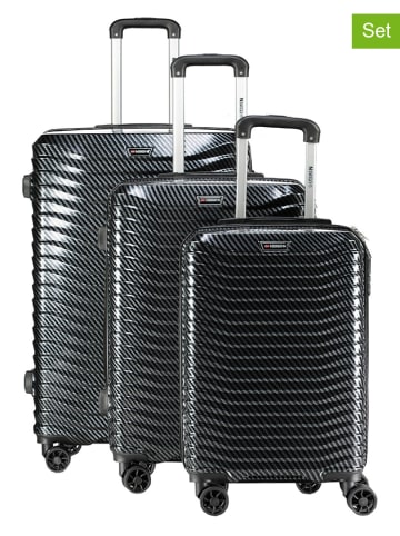 Geographical Norway 3tlg. Hardcase-Trolleyset "Sea" in Schwarz